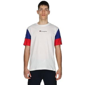 Champion Legacy Retro Sport Tape S/S Crewneck T-shirt, wit/rood/blauw S, SS24, wit/rood/blauw, S