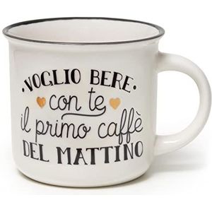 Legami - Cup Puccino, mok van porselein, New Bone China, thema Primo Caffee, Buongiorno Collection, inhoud 350 ml, vaatwasmachinebestendig, magnetronbestendig