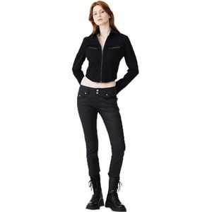 LTB Jeans Dames Molly M - Slim Fit met gemiddelde taille en ritssluiting in zwart van katoenmix - Maat W24L32, Black Coated Wash 2835, 24W x 32L