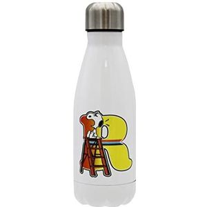 Snoopy - waterfles van roestvrij staal, hermetische sluiting, met veelkleurig letter R-ontwerp, 550 ml, witte kleur, officieel product (CyP Brands)