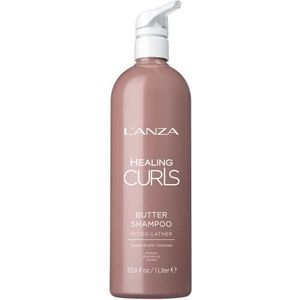 L’ANZA Healing Curls Butter Shampoo - Krullen Shampoo voor een Romige en Kleurveilige Reiniging en Frisse Krullen - Parabeen- en Sulfaatvrije Shampoo (1L)