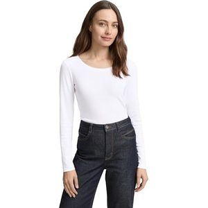 TOM TAILOR T-shirt met lange mouwen voor dames, 20000 - wit, XXL