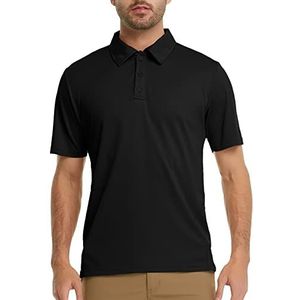 MEETWEE Poloshirt voor heren, korte mouwen, golfshirt, sneldrogend, casual poloshirt, bovenstuk, sportshirt, tactisch T-shirt, outdoor, poloshirt, zomer, zwart, S