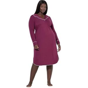 gs1 data protected company 4069787000005 dames, sierpaspel, reverskraag, lange mouwen, nachthemden, donkere bessen, 42-44