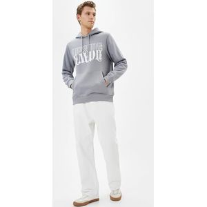 Koton Heren Slogan Printed Kangaroo Pocket Hooded Sweatshirt, grijs (031), XS