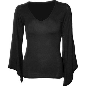 Spiral Direct Dames Gothic Elegance - V-hals Goth mouw Top Zwart Lang, Zwart (Zwart 001), M