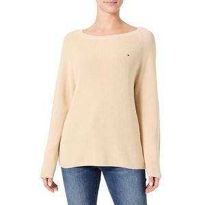 Tommy Hilfiger - Gebreide Damestrui - Regular Fit - Boothals - Ribtricot - Katoen