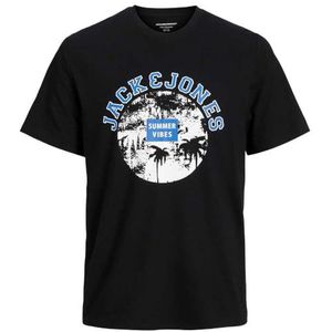 JACK & JONES Jorpalms SS Crew Neck Styd T-shirt, zwart, L voor heren, Zwart, L