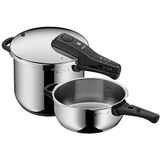 WMF Perfect One Pot Set van 2 inductiekookpannen 6,5 l + 3 l, groot kooksignaal, 2 kookstanden, afneembare dekselgreep, roestvrij staal