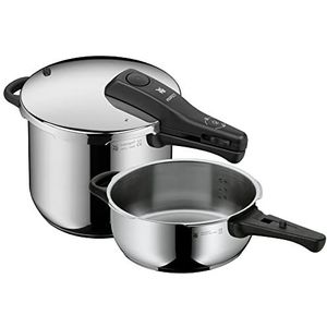 WMF Perfect One Pot Set van 2 inductiekookpannen 6,5 l + 3 l, groot kooksignaal, 2 kookstanden, afneembare dekselgreep, roestvrij staal