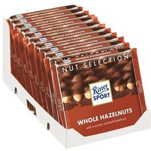 10 x Chocolade Reep Ritter Sport Melk Hele Hazelnoot 100 gram
