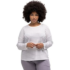 Ulla Popken - Sweatshirt - Lichtgrijs - Donkergrijs - Lange Mouw - Ronde Hals