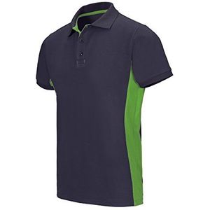 VELILLA 105504; tweekleurig poloshirt met korte mouwen; kleur: marineblauw en limoengroen; maat XL