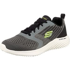 Skechers Bounder Verkona Sneakers voor heren, Houtskool Mesh Grijs Synthetische Trim, 42 EU