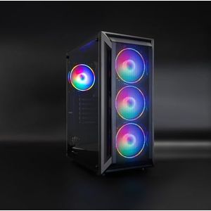 TQGCC101-B halve behuizing voor gaming-liefhebbers, model Ragnärok, zwart, ideaal voor gaming-liefhebbers die de prestaties willen optimaliseren en hun setup willen stiliseren.