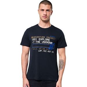 Street One MEN Heren D318747 T-shirt met opdruk, Night Blue, S, nachtblauw, S