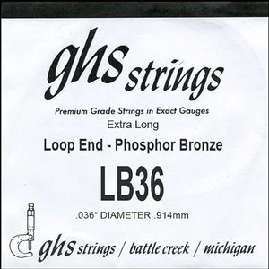 GHS™ Strings »PHOSPHOR BRONS SINGLE STRING - 036 WOUND - LOOP END - BANJO« enkele snaar voor banjo - fosfor brons - Loop End - dikte: 036