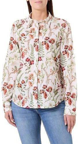 Regular fit overhemdblouse met all-over bloemenprint, model 'Floral'