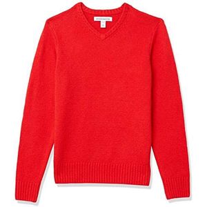 Amazon Essentials Sweater met V-hals voor heren, lange mouwen,Rood,M