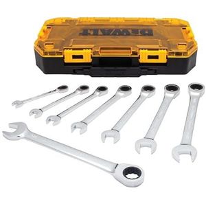 DEWALT SAE Ratchet Ratchet Ratel Sleutelset, direct koppel technologie, inclusief afsluitbare behuizing, 8-delig (DWMT74733)