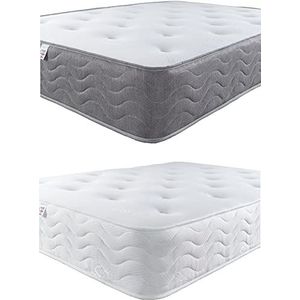 Aspire Beds 10""diepe 2 lagen Quad Comfort natuurlijke Eco vullingen & AC Aspire-Cool Touch getuft slaap oppervlak hybride 1000 Pocket Spung ultieme matras, witte rand, 4ft kleine dubbele (4ft x 6ft3)