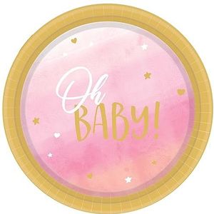 amscan 9913896 8 borden Oh Baby Girl rond papier 23 cm