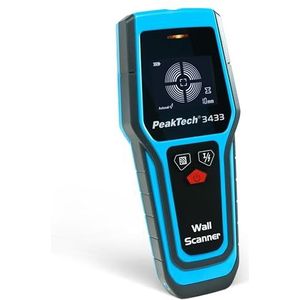 PeakTech 3433 — digitale wandscanner, digitale detector, noppenzoeker, detectiediepte 20-120 mm, lijnzoeker, metaaldetectie, automatisch uitschakelapparaat