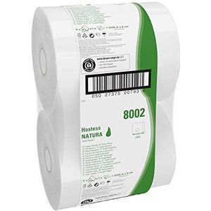 Hostess NATURA jumbo-rol, 8002, wc-papierrol, 1-laags, wit, 6 rollen x 525 m