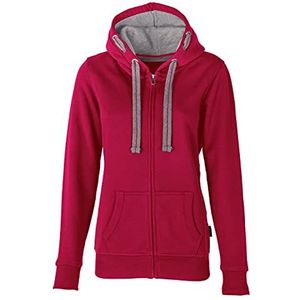 HRM Dames Jas met Capuchon, Framboos, Maat 3XL I Premium Hoodie voor Vrouwen met Contrasterende Voering I Basic Hoodie met Rits I Dameshoodie met Rits I Hoge Kwaliteit & Duurzame Dameskleding