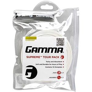 Gamma Sports Supreme Overgrip voor Tennis, Pickleball, Squash, Badminton en Racquetball rackets, 15-pack, wit