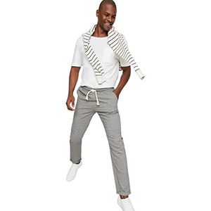 TRENDYOL Heren medium tailleband skinny fit regular fit broek, zwart, L