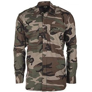 Miltec Ripstop Woodland Shirt met lange mouwen Woodland 905, camouflage, maat XL