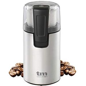 TM Electron TMPCG001 Elektrische molen voor alle soorten koffiebonen, roestvrijstalen messen, transparante afdekking, 70 gram capaciteit, 180 W