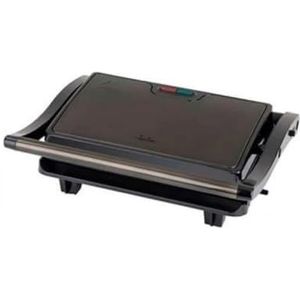Jata JEGR1106 Elektrische grill, 750 W, gladde platen met antiaanbaklaag, 22,5 x 14,6 cm, voor alle soorten levensmiddelen, kanteldeksel, opening 180 graden