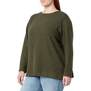 TOM TAILOR Dames Plusize sweater met knoopsluiting 1035017, 30668 - Tarmac Khaki Melange, 44