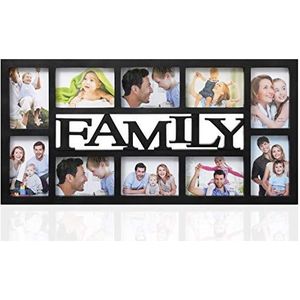 Arpan Familie Fotolijst met meerdere diafragma's - Geschikt voor 10 x 16 x 10 cm foto's (zwarte familie)