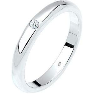 Elli DIAMONDS Ring Dames Solitaire Klassiek met Diamant (0.03 ct.) in 925 Sterling Zilver