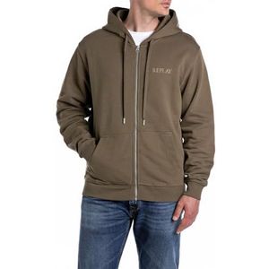 Replay Heren regular fit sweatjack met ritssluiting en capuchon, 949 Mud, L