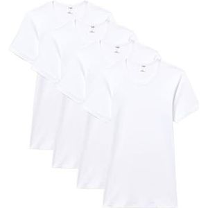 Abanderado Set van 4 T-shirts met korte mouwen en ronde hals, van 100% katoen, Wit, L