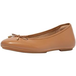 Fitflop DELICATO Bow zacht lederen ballerina's voor dames, woestijnbruin, maat 43, Woestijn Tan, 9 UK Narrow