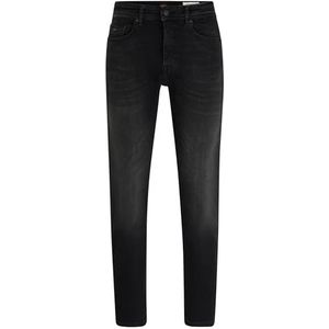 BOSS Heren Taber Zip BC-P-1 zwarte tapered-fit jeans van gewassen super stretch denim, grijs, 38W / 34L