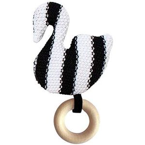 Manhattan Toy Kit Baby Rattle with Toy Swan Knit Babyrammelaar met houten bijtring