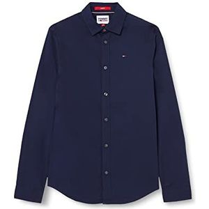 Tommy Jeans - Tjm Original Stretch - Overhemd - Blauw - Katoen - 1 stuk