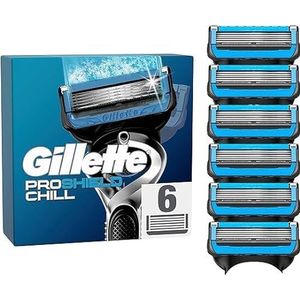 Gillette ProShield Chill Navulmesjes Voor Scheersysteem Voor Mannen, 6 Stuks, Met 5 Antifrictiemesjes Voor Een Langdurig Gladde Scheerbeurt