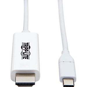 Tripp Lite USB C naar HDMI kabel adapter (M/Thunderbolt 3 HDMI kabel adapter, Gen 1, converter naar HDMI uiteinde, 4K HDMI @ 60 Hz, 4: wit, 1,8 m (U44-006-H4K6WE)