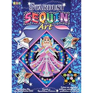 MAMMUT 8161011 - Sequin Art Stardust paillettenafbeelding, prinses, steekkenset met piepschuim frame, fotosjabloon, pailletten, glitterzand, acrylverf knutselset voor kinderen vanaf 6 jaar