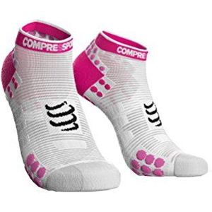 COMPRESSPORT Heren V3 Sock Low Flou loopsokken diep (2-pack), roze, 42 - 44