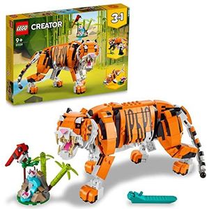 LEGO 31129 Creator 3-in-1 Grote Tijger naar Bouwbare Rode Panda of Vis Speelgoeddieren, Creatief Constructie Speelgoed voor Kinderen