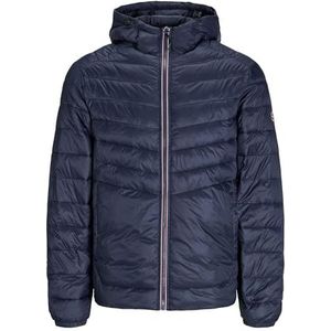 JACK&JONES PLUS Jjesprint Puffer Hood Noos Pls gewatteerde jas voor heren, Navy Blazer/Detail: true Red Stitches, 4XL