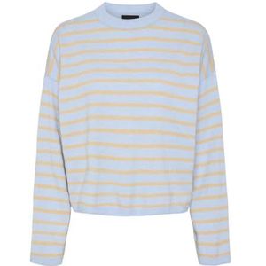 PIECES Dames Pcmille Ls O-Neck Knit Mm Bc Pullover, Cashmere Blue/Stripes: zand, M